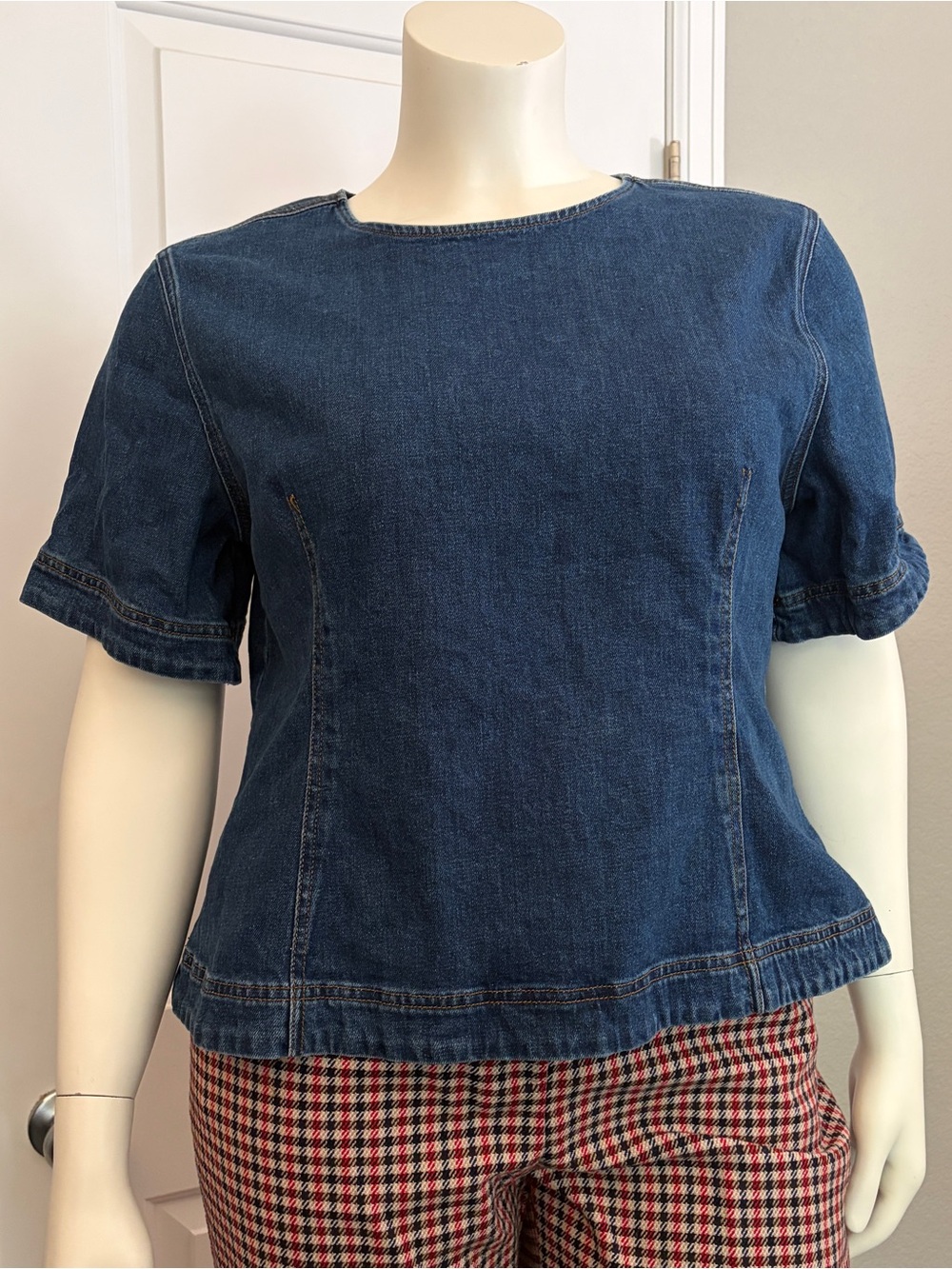 Classic Crewneck Denim Tee in Dark Blue